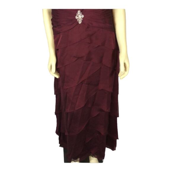 JADE BY JASMINE J9914Tiered sleevless maxi dress in cranberry size 18 - Picture 11 of 12